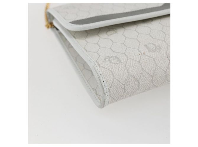 Christian Dior Honeycomb Canvas Chain Shoulder Bag PVC White Gold - vista 14