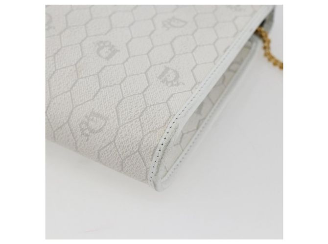 Christian Dior Honeycomb Canvas Chain Shoulder Bag PVC White Gold - vista 15