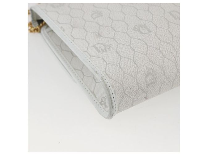 Christian Dior Honeycomb Canvas Chain Shoulder Bag PVC White Gold - vista 16