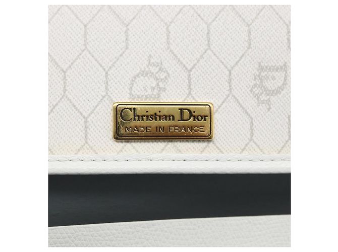 Christian Dior Honeycomb Canvas Chain Shoulder Bag PVC White Gold - vista 18