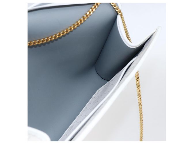 Christian Dior Honeycomb Canvas Chain Shoulder Bag PVC White Gold - vista 19