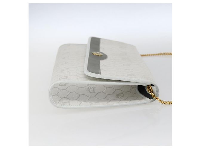 Christian Dior Honeycomb Canvas Chain Shoulder Bag PVC White Gold - vista 4