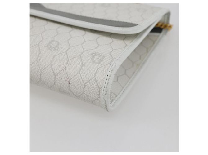 Christian Dior Honeycomb Canvas Chain Shoulder Bag PVC White Gold - vista 9