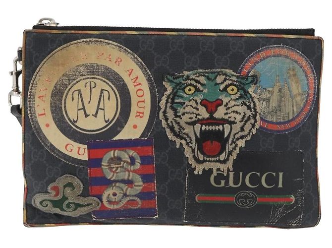 GUCCI GG Supreme night courier Clutch Bag Black Silver 496346 - vista 13