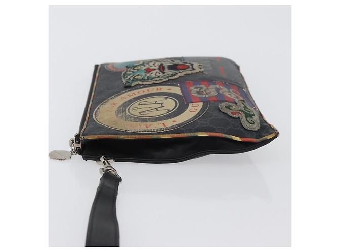 GUCCI GG Supreme night courier Clutch Bag Black Silver 496346 - vista 4