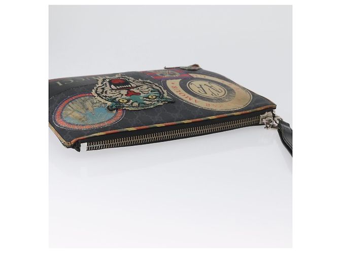 GUCCI GG Supreme night courier Clutch Bag Black Silver 496346 - vista 5