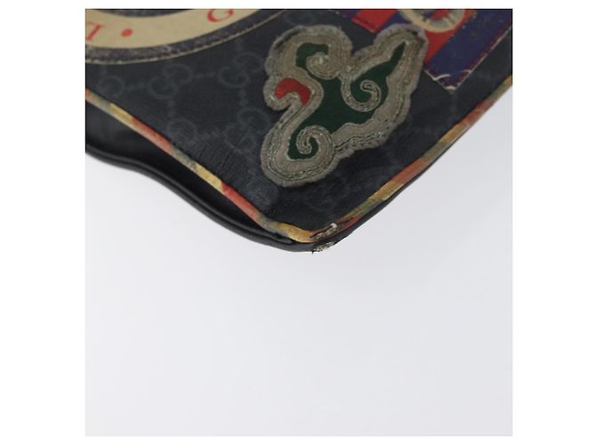 GUCCI GG Supreme night courier Clutch Bag Black Silver 496346 - vista 8