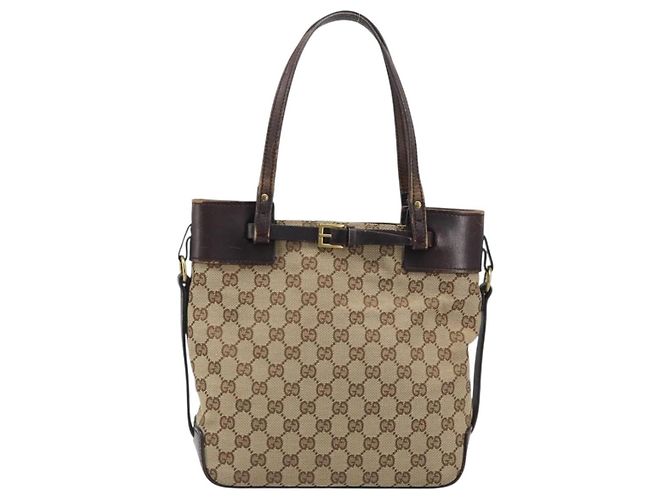 GUCCI GG Canvas Hand Bag Beige Gold 107757 - vista 13