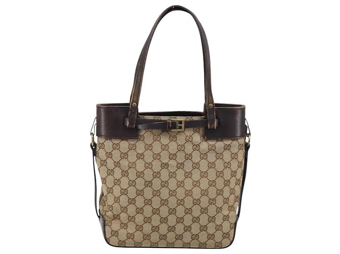 GUCCI GG Canvas Hand Bag Beige Gold 107757 - vista 2