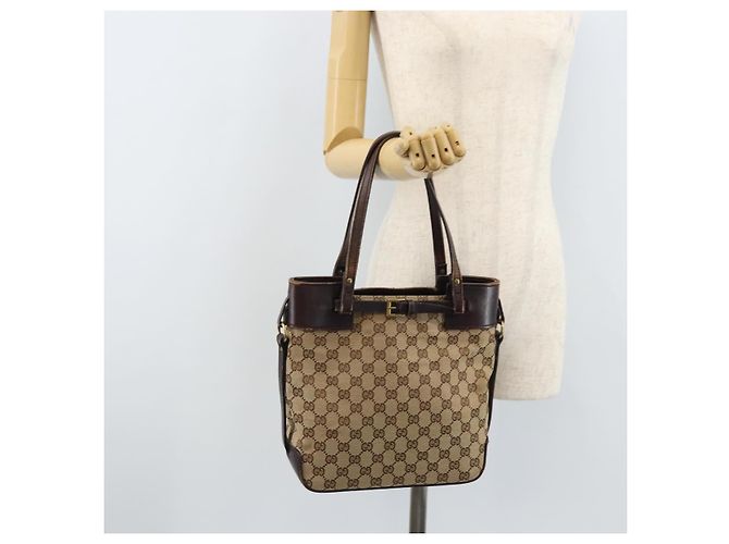 GUCCI GG Canvas Hand Bag Beige Gold 107757 - vista 22