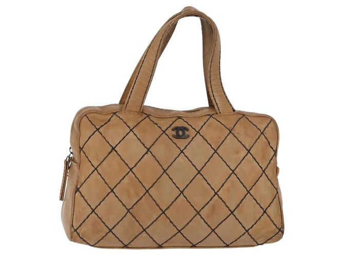CHANEL Wild Stitch Hand Bag Leather Beige CC - Ansicht 13
