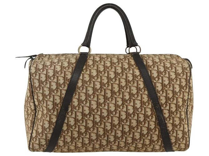 Christian Dior Trotter Canvas Boston Bag Beige Gold - vista 13