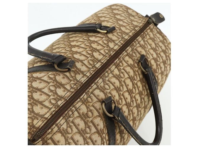 Christian Dior Trotter Canvas Boston Bag Beige Gold - vista 6