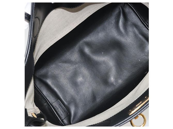 Salvatore Ferragamo Gancini Tote Bag Canvas Black Gold - vista 11