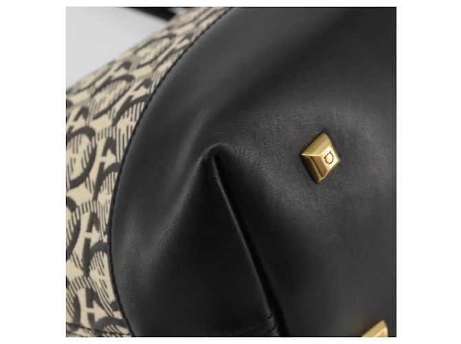 Salvatore Ferragamo Gancini Tote Bag Canvas Black Gold - vista 15