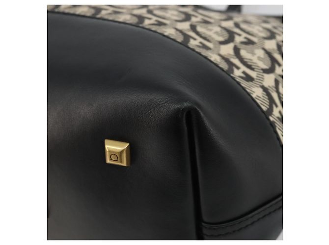 Salvatore Ferragamo Gancini Tote Bag Canvas Black Gold - vista 16