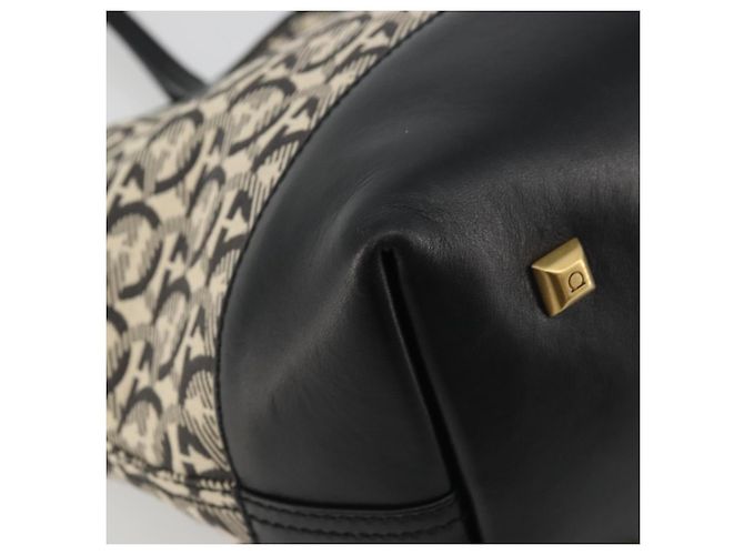 Salvatore Ferragamo Gancini Tote Bag Canvas Black Gold - vista 17
