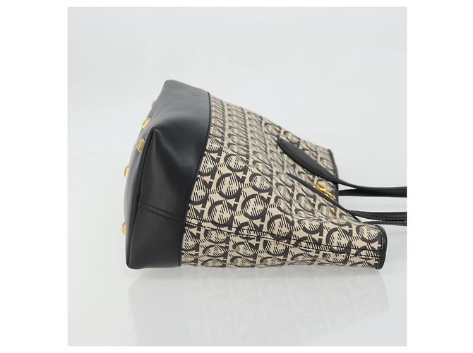 Salvatore Ferragamo Gancini Tote Bag Canvas Black Gold - vista 3