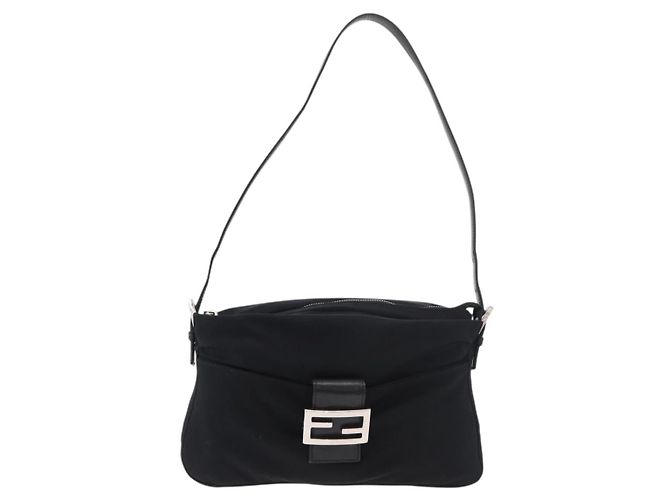 FENDI Mamma Baguette Shoulder Bag Nylon Black Silver - vista 13