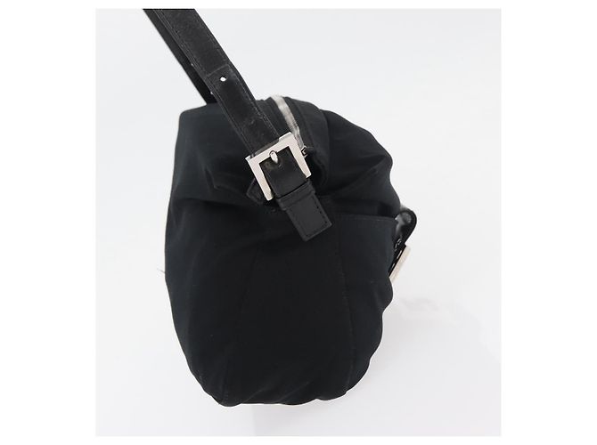 FENDI Mamma Baguette Shoulder Bag Nylon Black Silver - vista 4