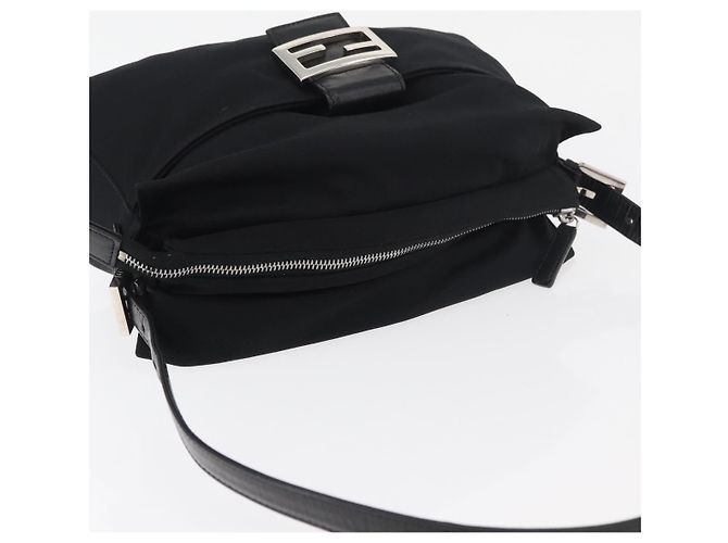 FENDI Mamma Baguette Shoulder Bag Nylon Black Silver - vista 6