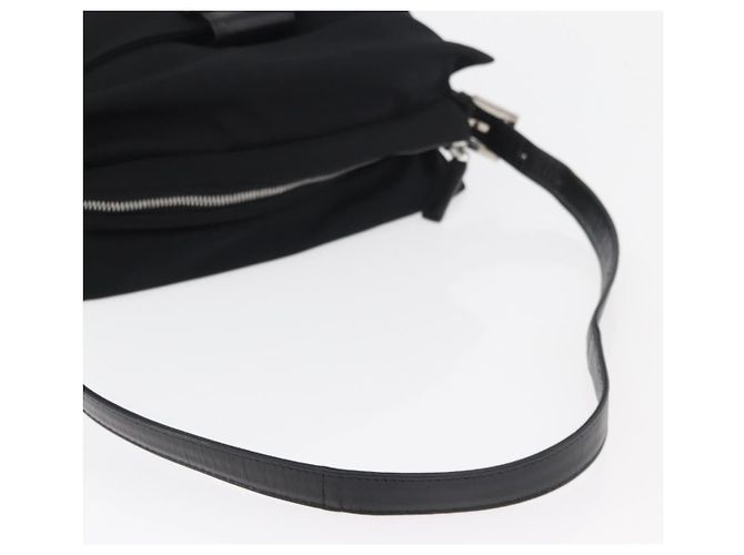 FENDI Mamma Baguette Shoulder Bag Nylon Black Silver - vista 7