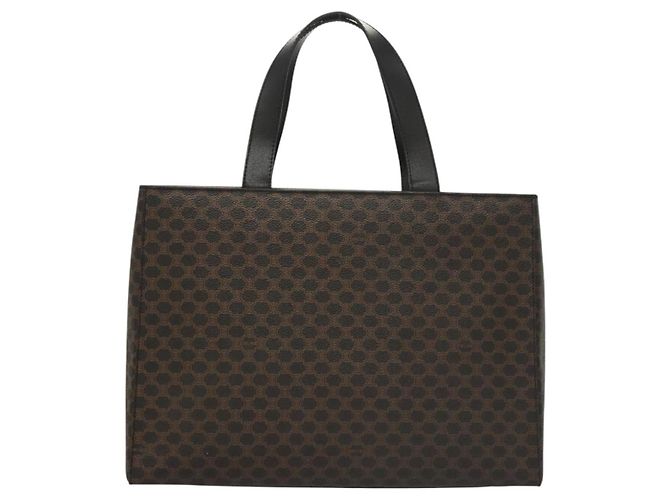 Céline CELINE Macadam Canvas Hand Bag PVC Leather 2way Black Gold - vista 13