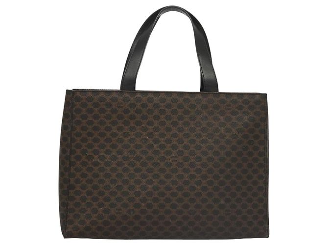 Céline CELINE Macadam Canvas Hand Bag PVC Leather 2way Black Gold - vista 2