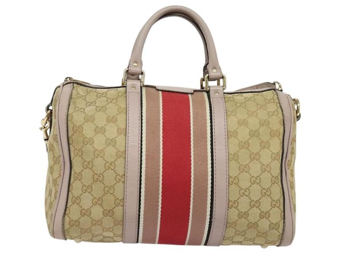 GUCCI GG Canvas Sherry Line Hand Bag 2way Beige Gold 247205 - vista 13