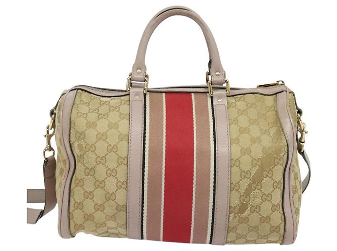 GUCCI GG Canvas Sherry Line Hand Bag 2way Beige Gold 247205 - vista 2