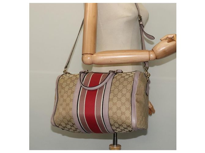 GUCCI GG Canvas Sherry Line Hand Bag 2way Beige Gold 247205 - vista 24