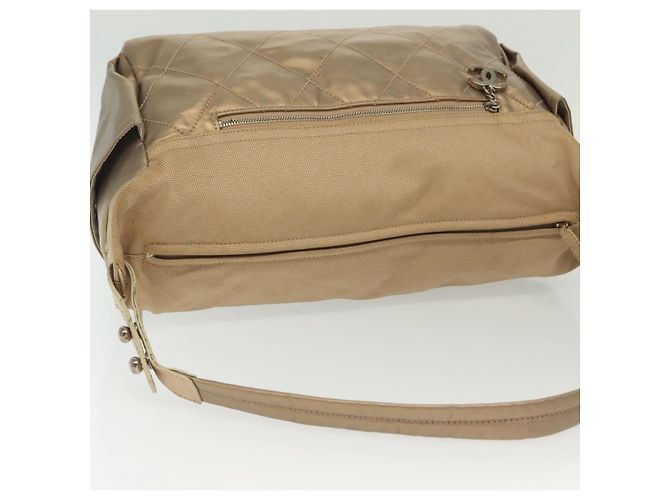 Bolsa de Ombro CHANEL Paris Biarritz Coated Canvas Bege Prata CC - vista 14