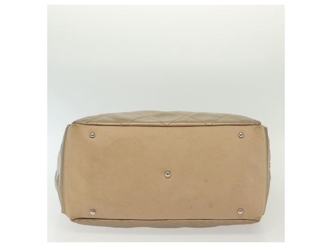 Bolsa de Ombro CHANEL Paris Biarritz Coated Canvas Bege Prata CC - vista 8