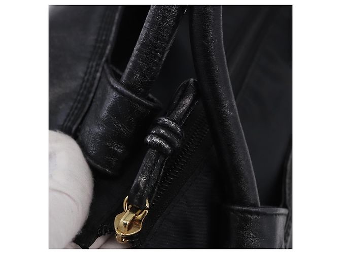 LOEWE Nappa Aire Anagram Hand Bag Leather Black Gold - vista 10