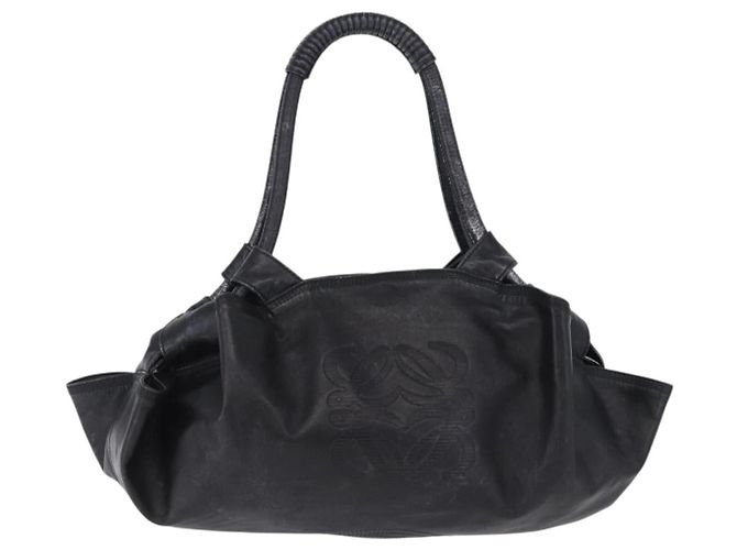 LOEWE Nappa Aire Anagram Hand Bag Leather Black Gold - vista 13