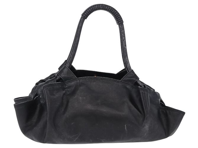 LOEWE Nappa Aire Anagram Hand Bag Leather Black Gold - vista 2