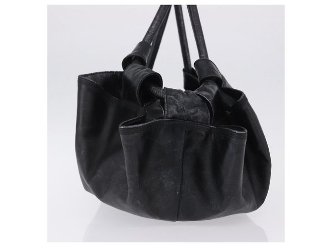 LOEWE Nappa Aire Anagram Hand Bag Leather Black Gold - vista 3