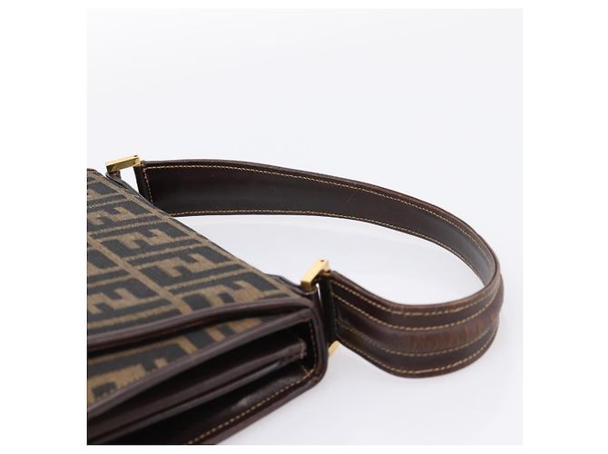 FENDI Zucca Canvas Mamma Baguette Shoulder Bag Brown Gold Tone - vista 14