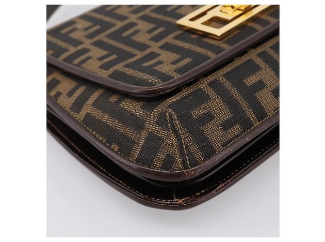 FENDI Zucca Canvas Mamma Baguette Shoulder Bag Brown Gold Tone - vista 15