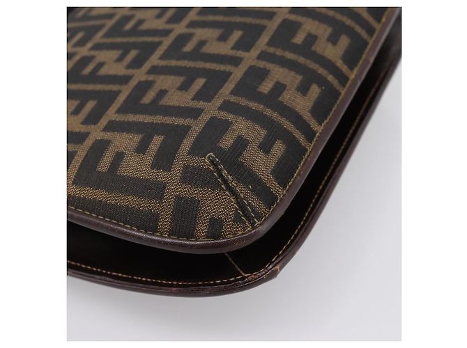 FENDI Zucca Canvas Mamma Baguette Shoulder Bag Brown Gold Tone - vista 17