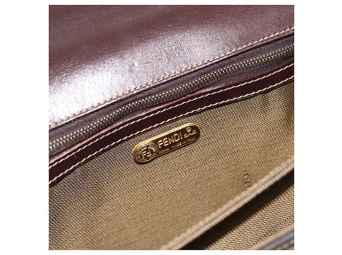 FENDI Zucca Canvas Mamma Baguette Shoulder Bag Brown Gold Tone - vista 18