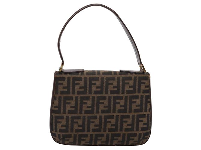 FENDI Zucca Canvas Mamma Baguette Shoulder Bag Brown Gold Tone - vista 2