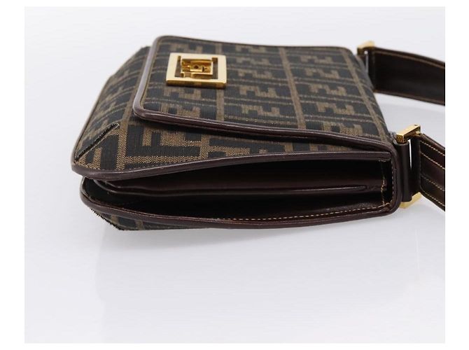 FENDI Zucca Canvas Mamma Baguette Shoulder Bag Brown Gold Tone - vista 4