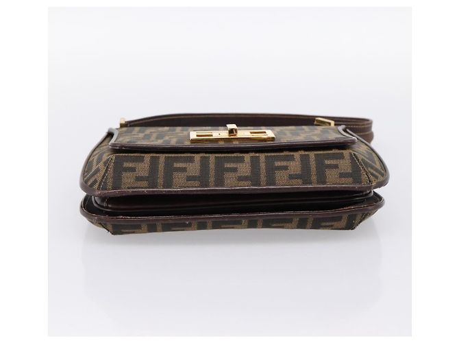 FENDI Zucca Canvas Mamma Baguette Shoulder Bag Brown Gold Tone - vista 5