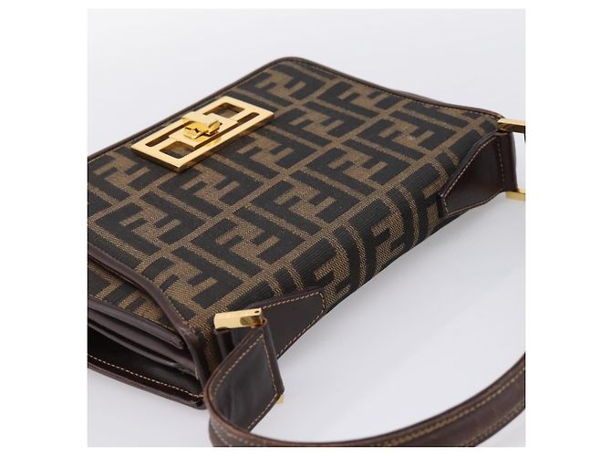 FENDI Zucca Canvas Mamma Baguette Shoulder Bag Brown Gold Tone - vista 6