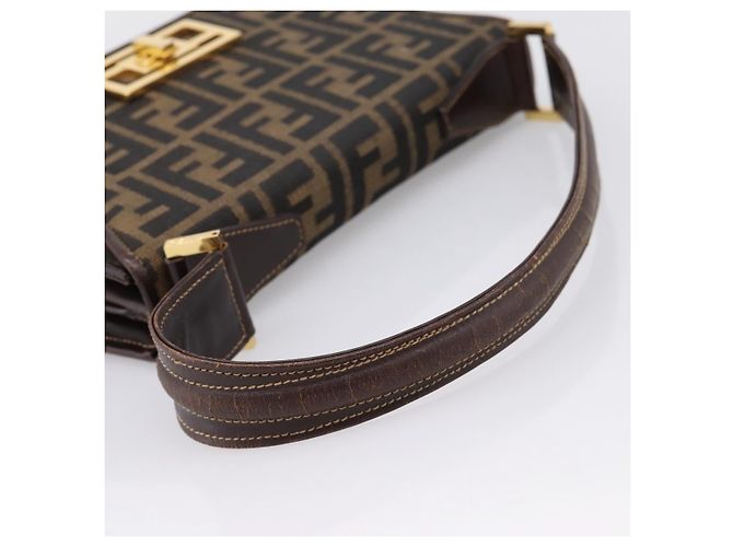 FENDI Zucca Canvas Mamma Baguette Shoulder Bag Brown Gold Tone - vista 7