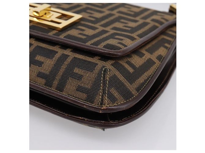FENDI Zucca Canvas Mamma Baguette Shoulder Bag Brown Gold Tone - vista 8
