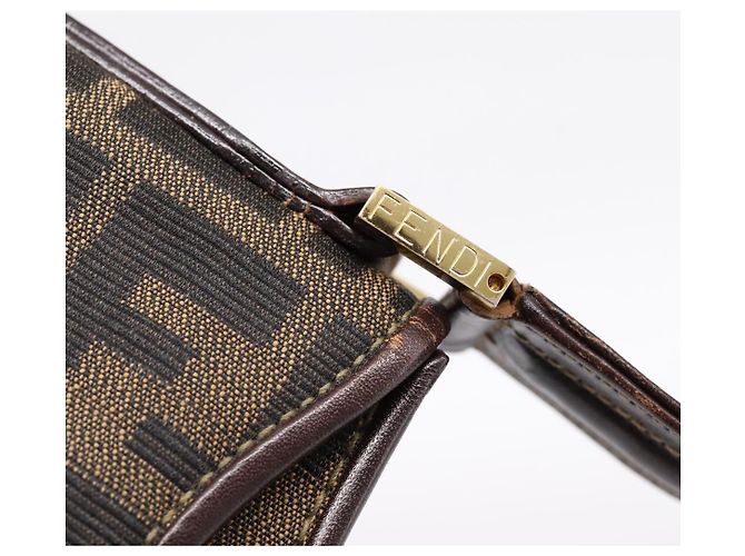 FENDI Zucca Canvas Mamma Baguette Shoulder Bag Brown Gold Tone - vista 9
