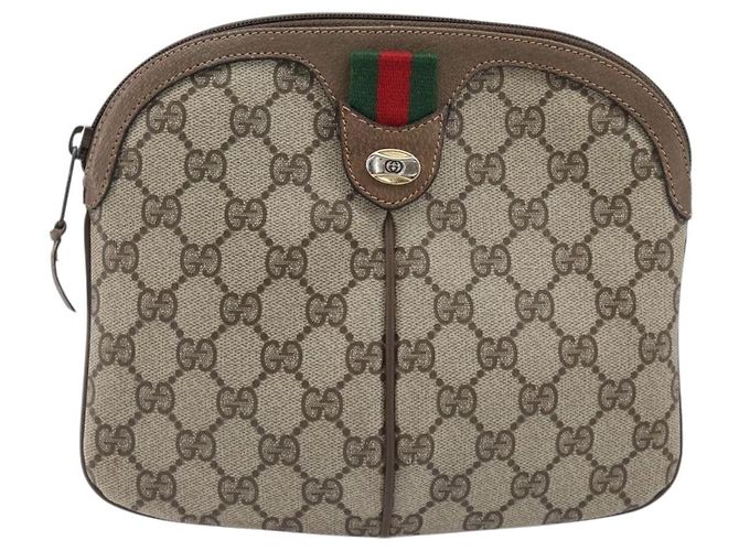 GUCCI GG Supreme Web Sherry Line Bag PVC Beige Gold 904 02 047 - vista 2