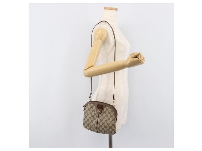 GUCCI GG Supreme Web Sherry Line Bag PVC Beige Gold 904 02 047 - vista 23